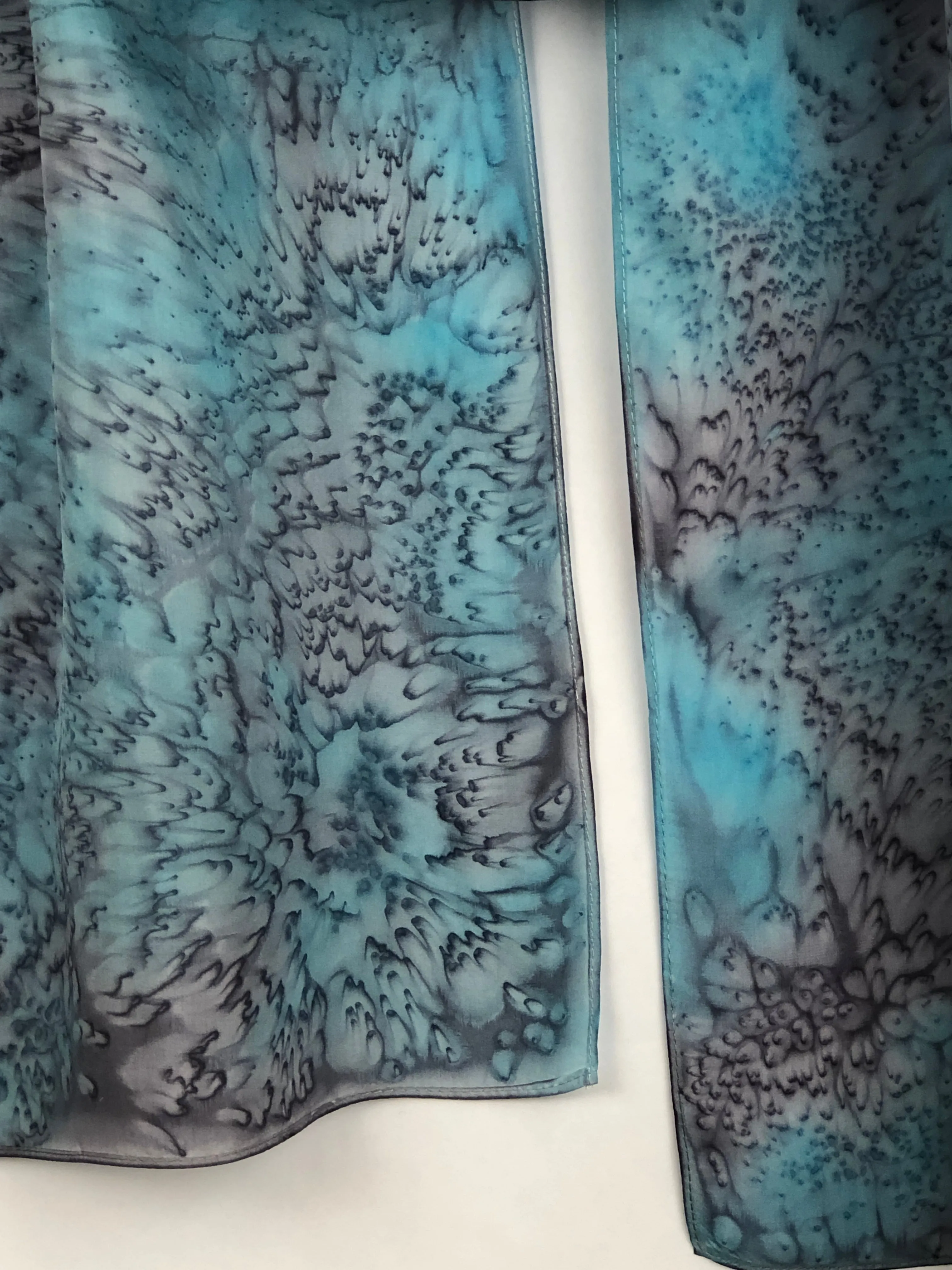 “Snow Storm Mermaid" - Hand-dyed Silk Scarf - $125