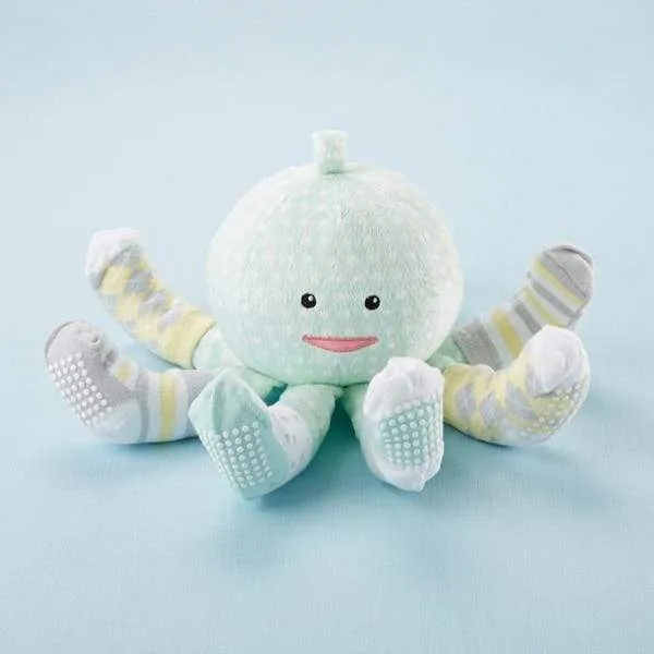 Sock T. Pus Octopus Plush Plus Four Pairs of Socks for Baby (Mint)