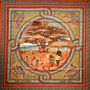 Sous le Cedre Hermes Scarf by Dimitri R 90 cm Silk Twill Orange CW w/BOX