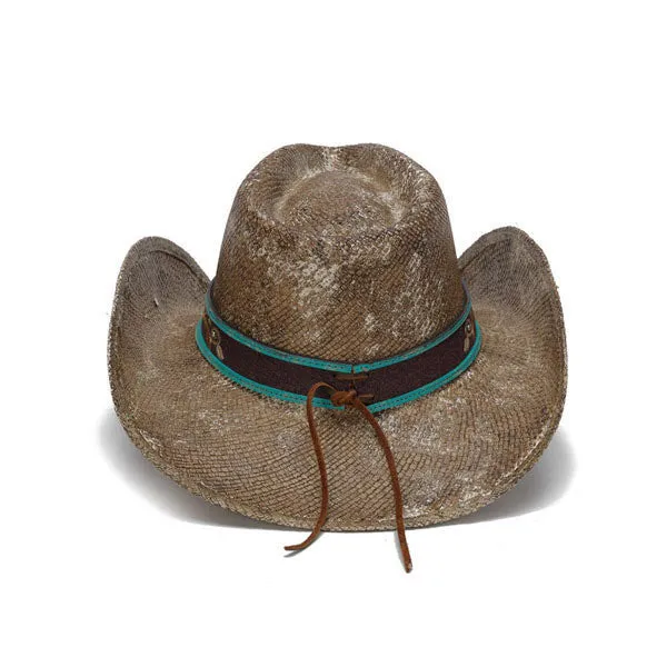 Stampede Hats - Brown Flowers Cowboy Hat with Turquoise and Rhinestones