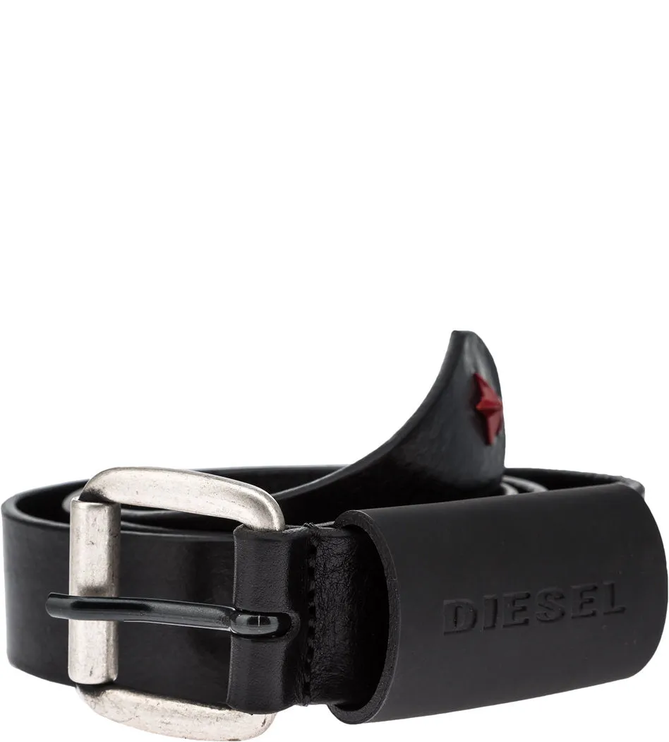 Star Stud Leather Belt (Black)