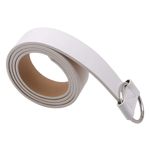 Stylish Leisure Women's Leather Belt With Metal Round Buckle For Dress Jeans