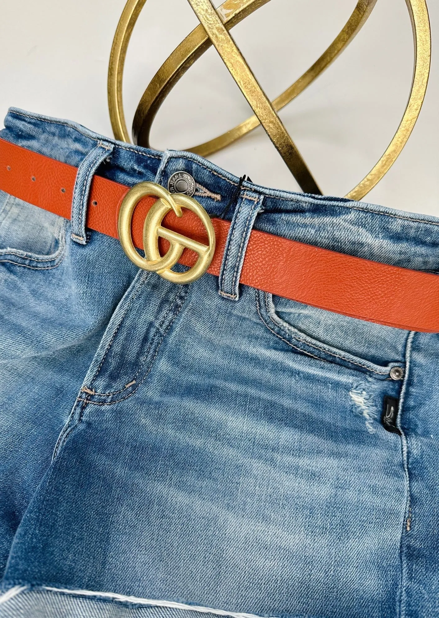 TIA B "GO" Belt - Medium Worn Gold Buckle