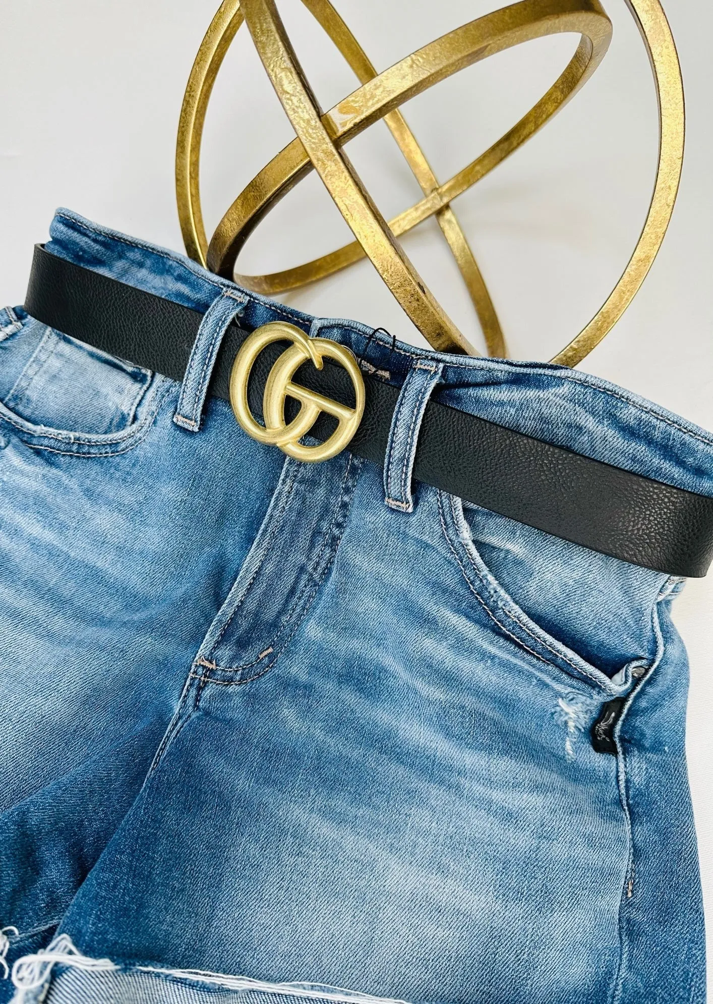 TIA B "GO" Belt - Medium Worn Gold Buckle