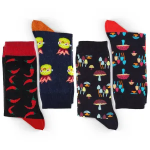 Unisex Socks 4 Pairs Set Mushroom Socks Colorful Patterned Sock Red Pepper Cotton Sock Pineapple Socks Cute Socks Gift Socks