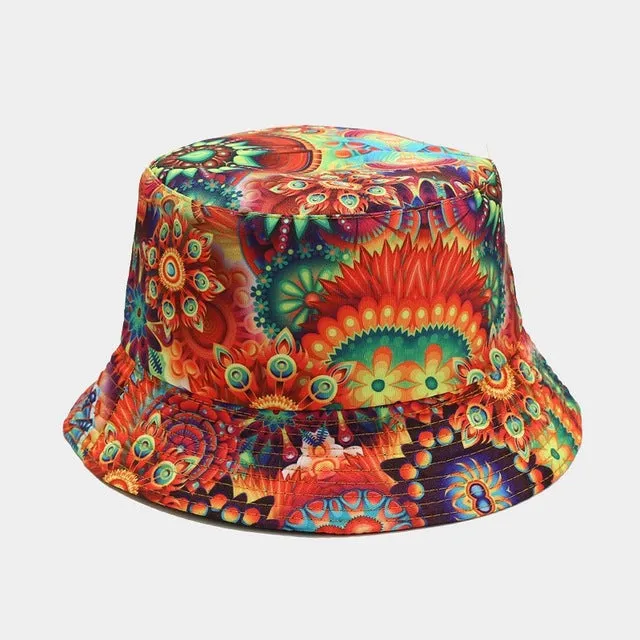 Vintage Bucket Hat Women Summer Sun Hats Reversible Fisherman Hat