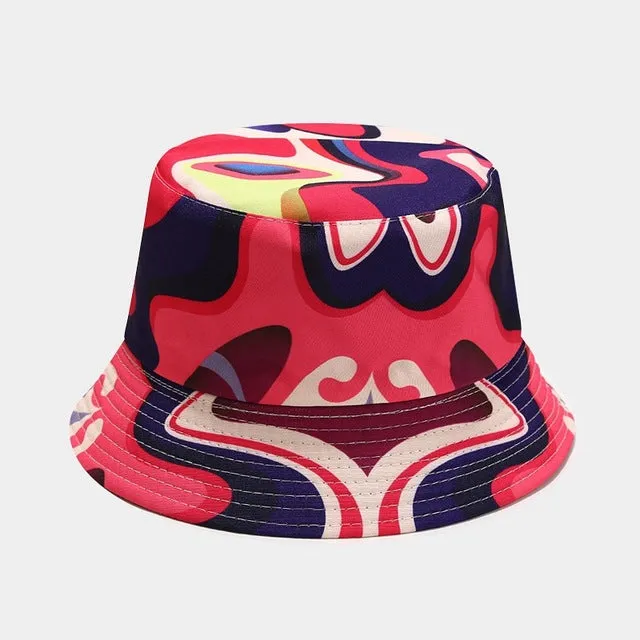 Vintage Bucket Hat Women Summer Sun Hats Reversible Fisherman Hat