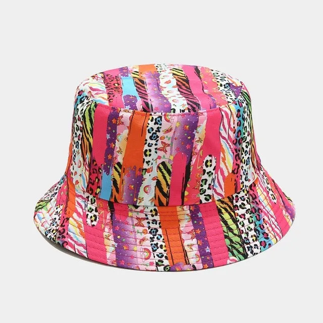 Vintage Bucket Hat Women Summer Sun Hats Reversible Fisherman Hat