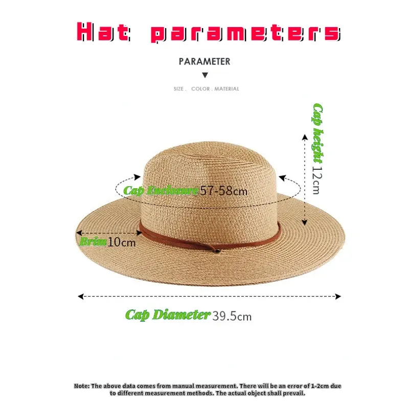 Women Straw Beach Hat Panama Sun Hats Fedora