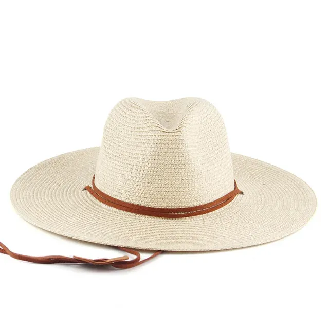 Women Straw Beach Hat Panama Sun Hats Fedora