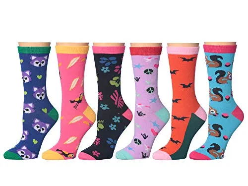 Women's Tropical Colors Cute Patterned Casual Fashion Crew Socks, 12-Pack