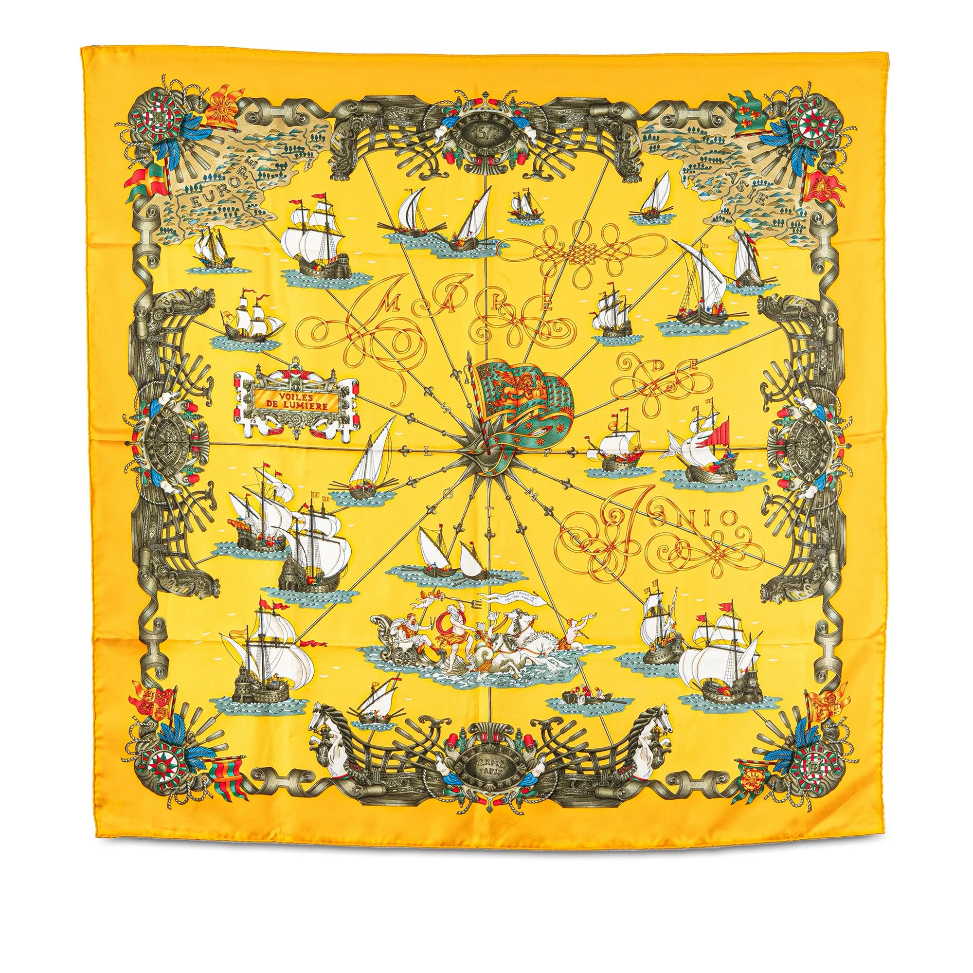 Yellow Hermès Voiles De Lumiere Silk Scarf Scarves