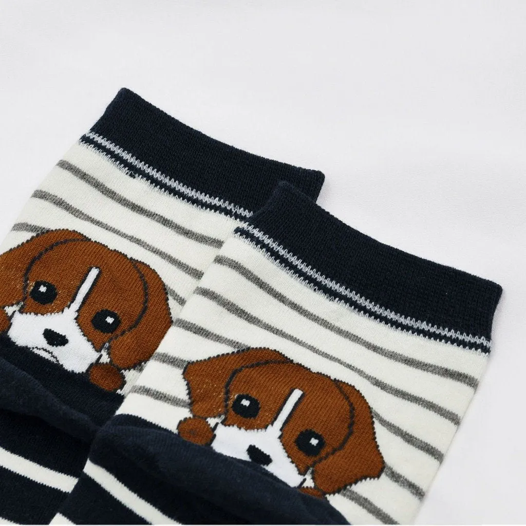 ZFSOCK Cute Dog Design Crew Socks For Women, 5 Pairs