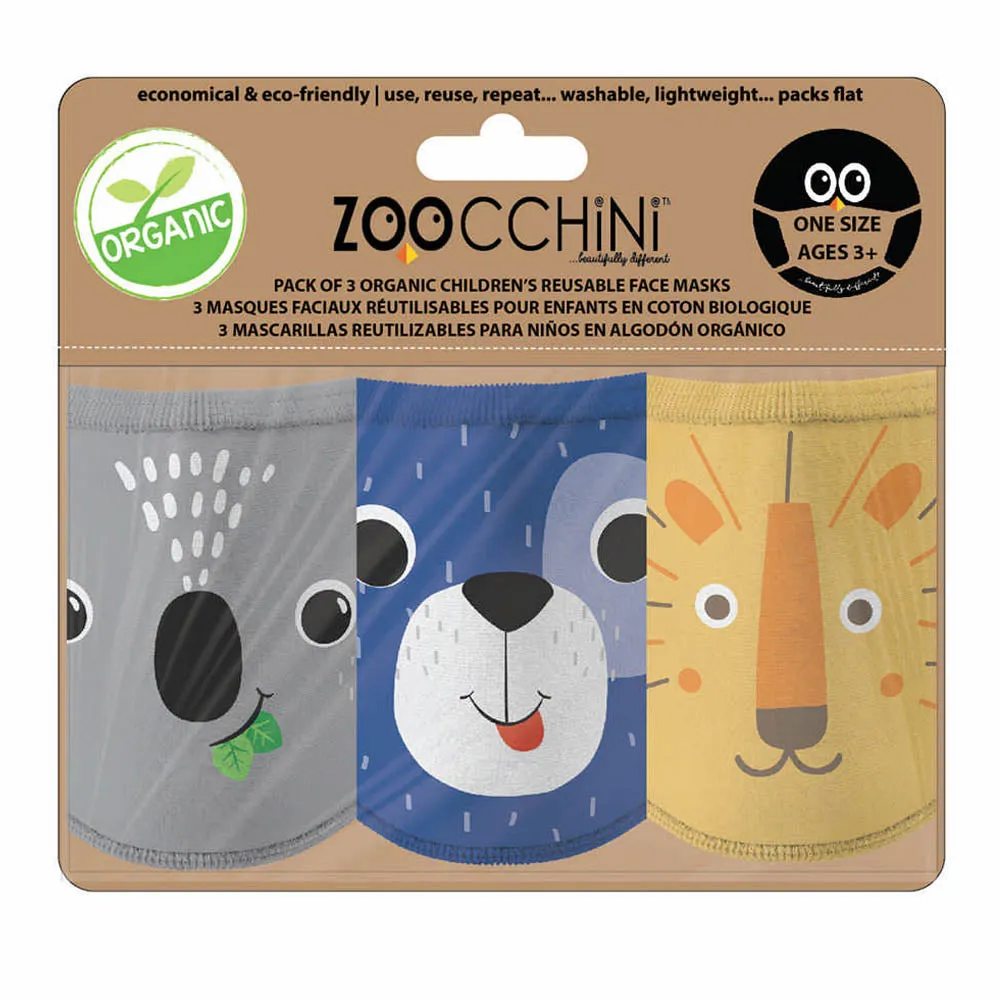 Zoocchini 3-Pack Organic Reusable Kids Masks - Dog (3 Years )